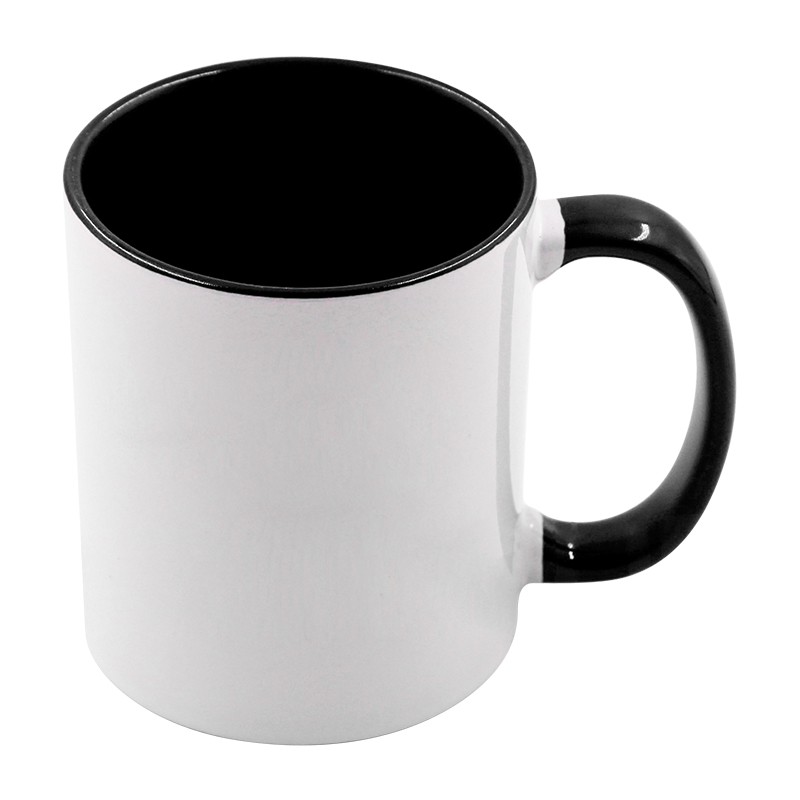 11oz sublimation inner & handle color mug, black