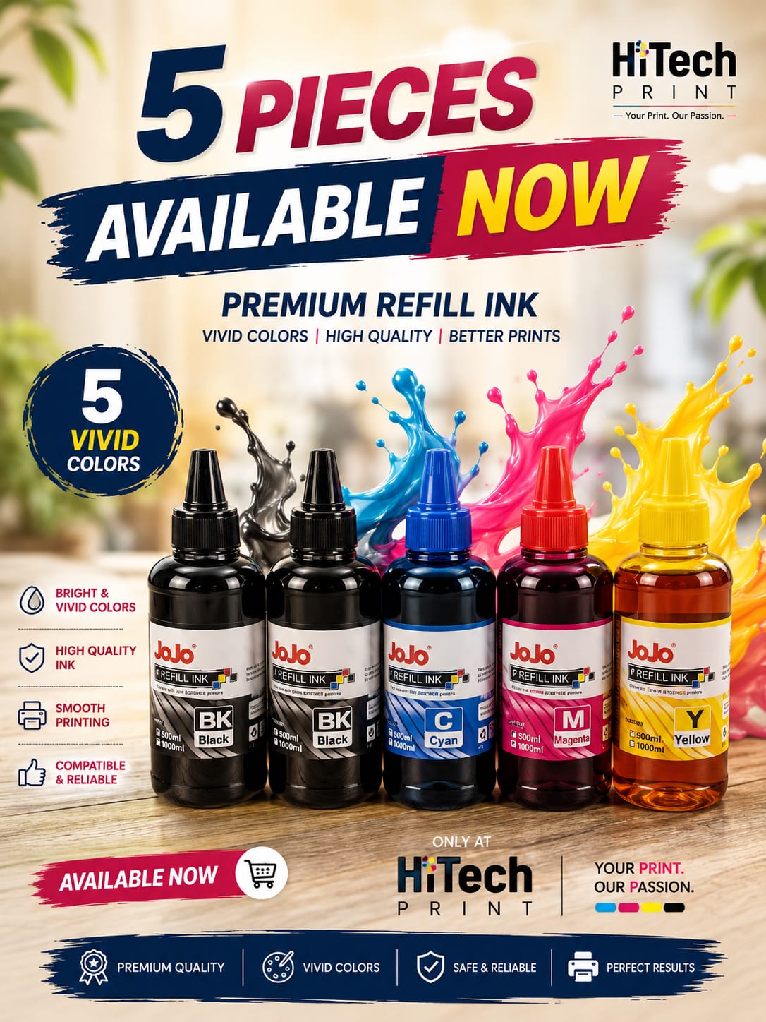 100ml dye ink 5pcs one (2BK,1M,1Y,1C)