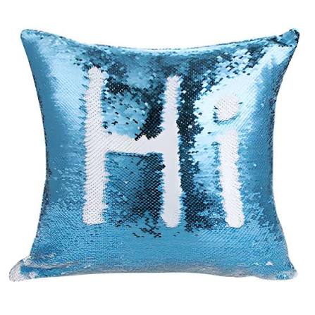 BLUE Sequin  PILLOW DOUBLE SIDE PRINTING