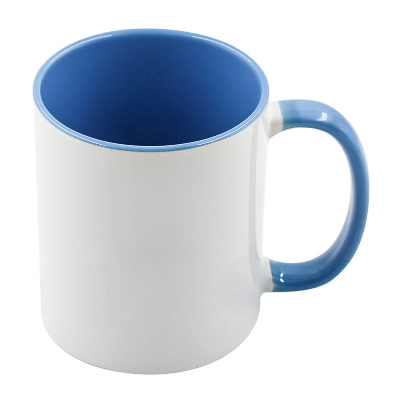 11oz sublimation inner & handle color mug,light blue